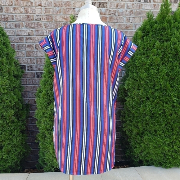 Express Striped Extended Shoulder V-neck Top M - Picture 4 of 6